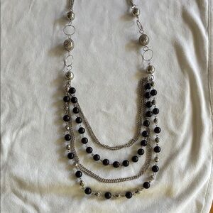 Elegant Black and Silver Beaded Necklace